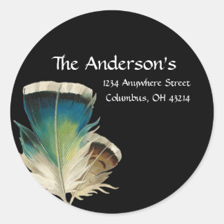 Black with Feathers Address Labels