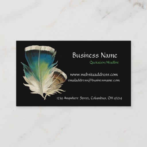 Customizable Black with Feathers Business Card