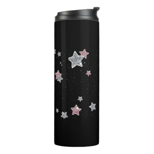 Black with Glitter Stars Insulated Tumbler