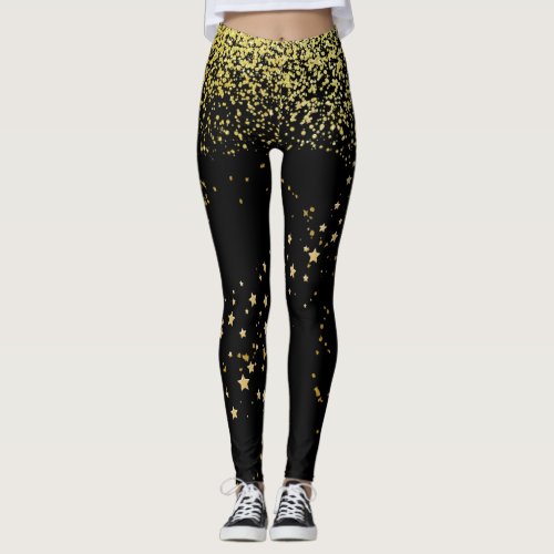 Black with Gold Accent Leggings