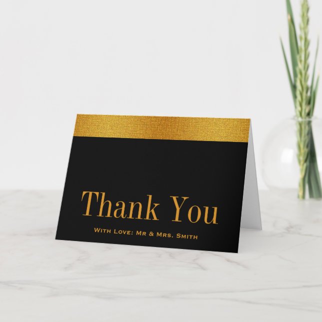 Black with Gold Badge Band Thank You Card (Front)