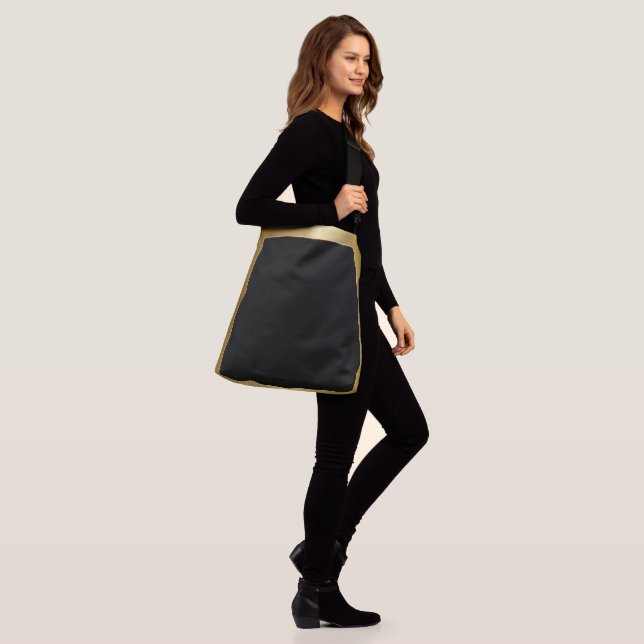 Black with Gold Border Classy Simplistic  Crossbody Bag (On Model)