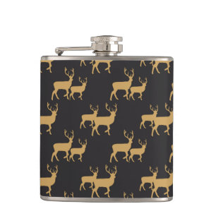 BLACK WITH GOLD CHRISTMAS REINDEER FLASK