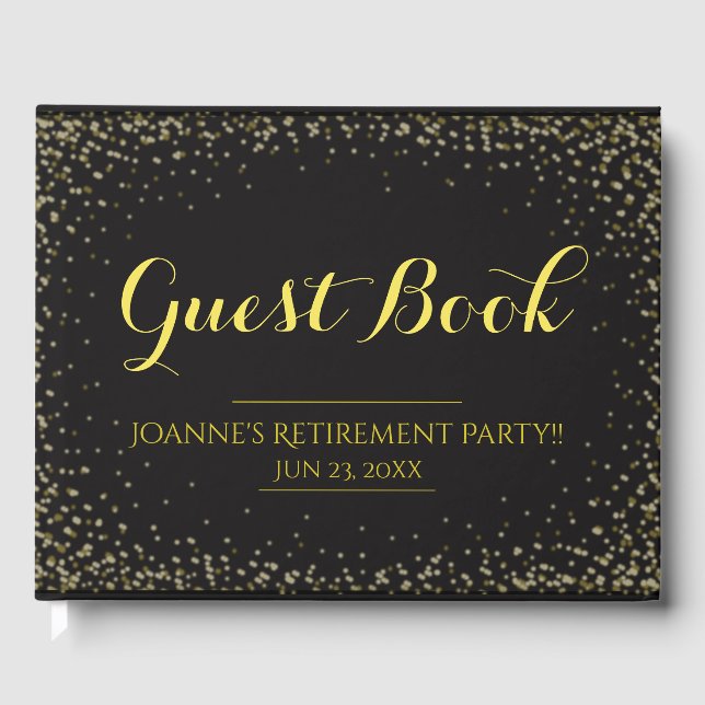 Black with Gold Confetti Guest Book (Front)
