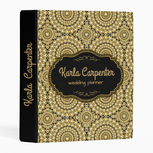 Black With Gold Diamonds Texture Print Mini Binder