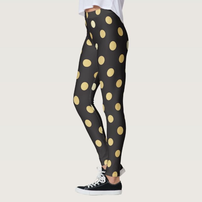 Black with gold dot pattern leggings (Left)