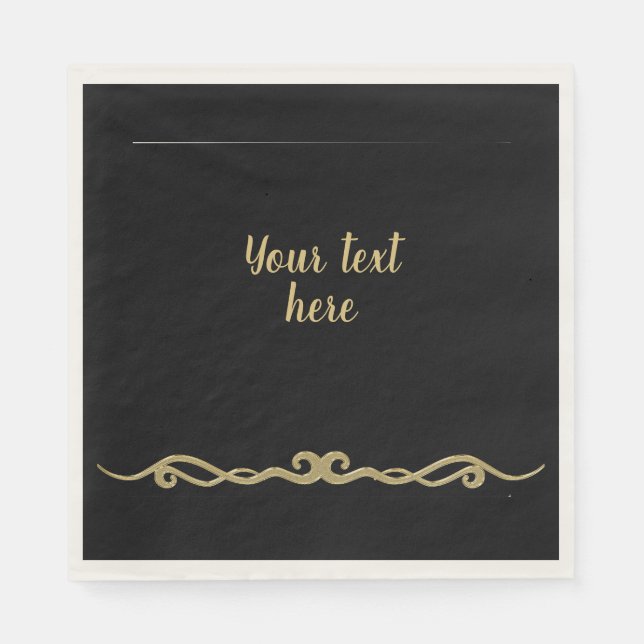 Black with gold flourish TEMPLATE Napkins (Front)