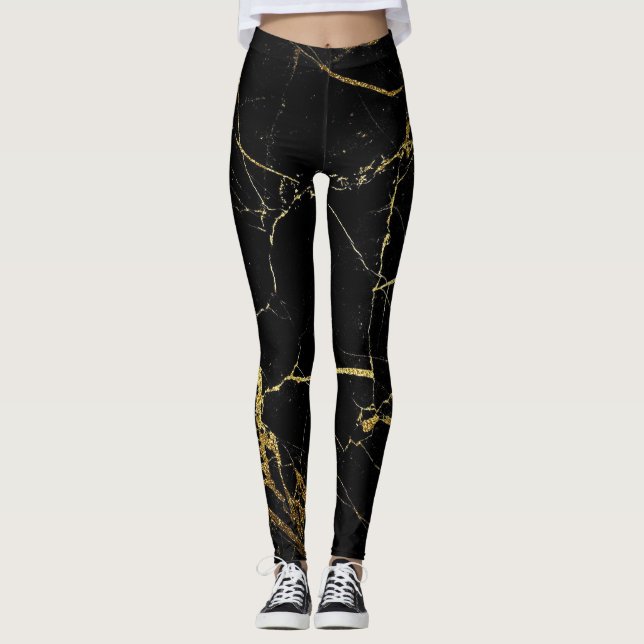  Black with Gold Foil Leggings (Front)