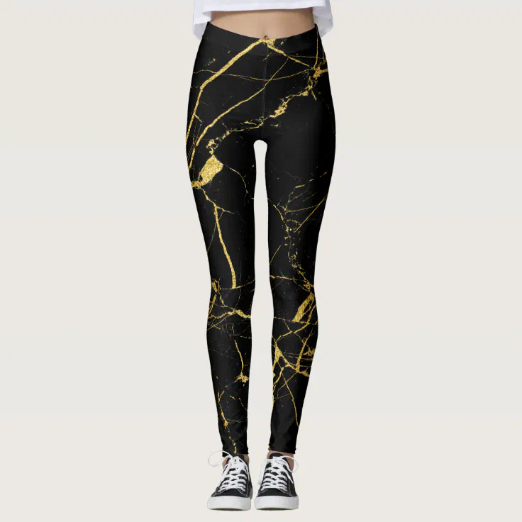 Black And Gold Gym Leggings