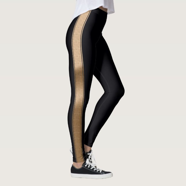 Black with Gold Foil Pattern Leggings (Right)