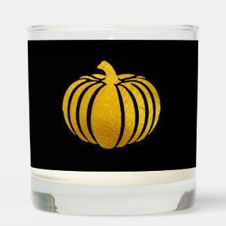 Black with Gold Foil Pumpkin Candle 