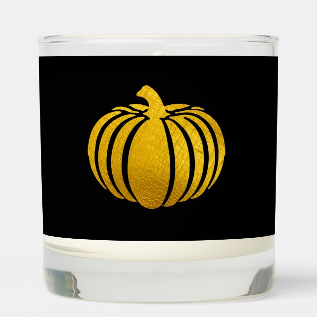 Black with Gold Foil Pumpkin Candle  (Front)