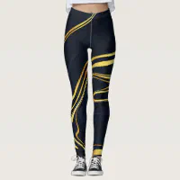 Black with Neon Green Stripes Leggings