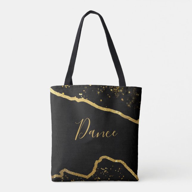 Black with Gold Glitter Dance Tote  (Back)