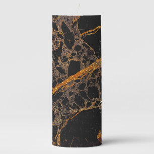 Black With Gold Glitter Marbling Pillar Candle