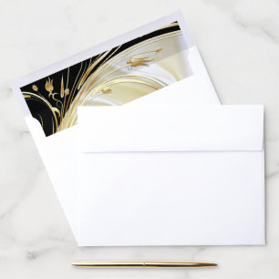 Black with Gold on Champagne Silk Envelope Liner