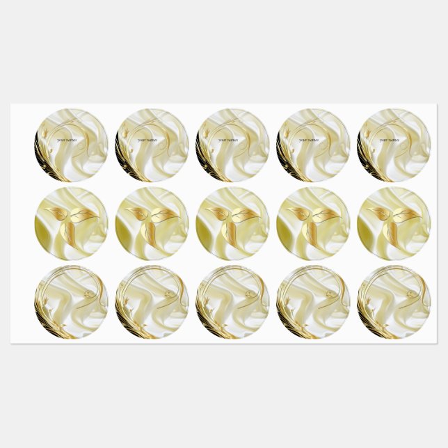 Black with Gold on Champagne Silk Labels (Sheet)