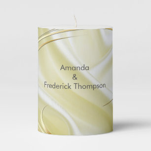 Black with Gold on Champagne Silk Pillar Candle