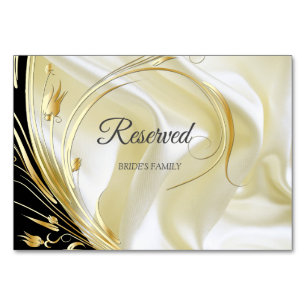Black with Gold on Champagne Silk Reserved Card
