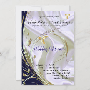 Black with Gold on Champagne Silk Wedding Invitation