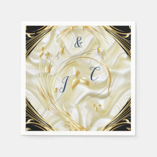 Black with Gold on silk texture Napkins