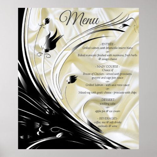 Black with Gold on Silk texture Poster