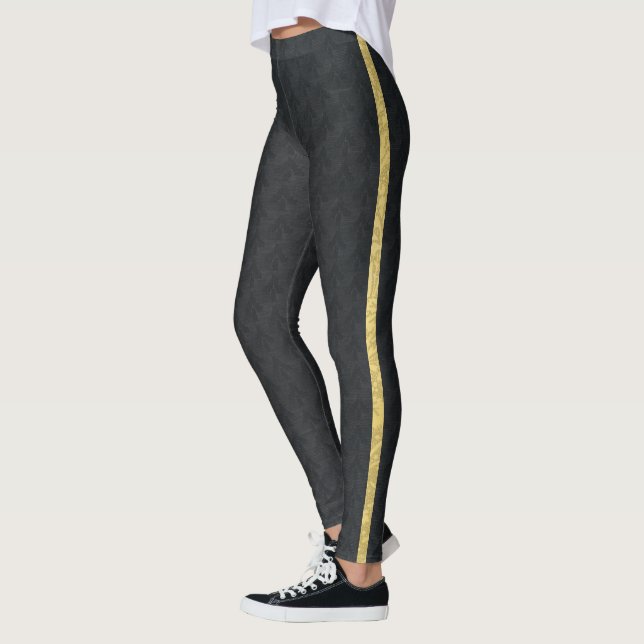 Black with Gold stripe Leggings (Left)