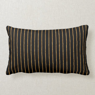 Black with Gold Stripes Lumbar Pillow