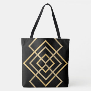 Black with Gold stripes Tote Bag