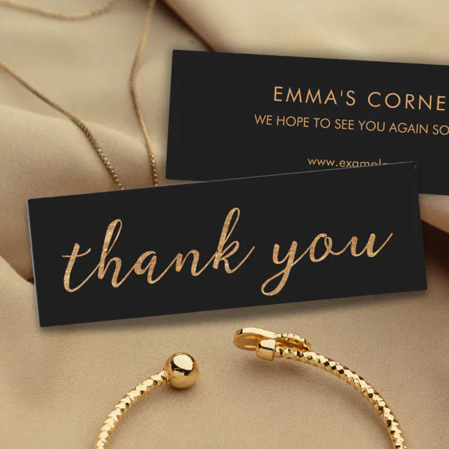 Black with Gold Thank You Business Card | Zazzle
