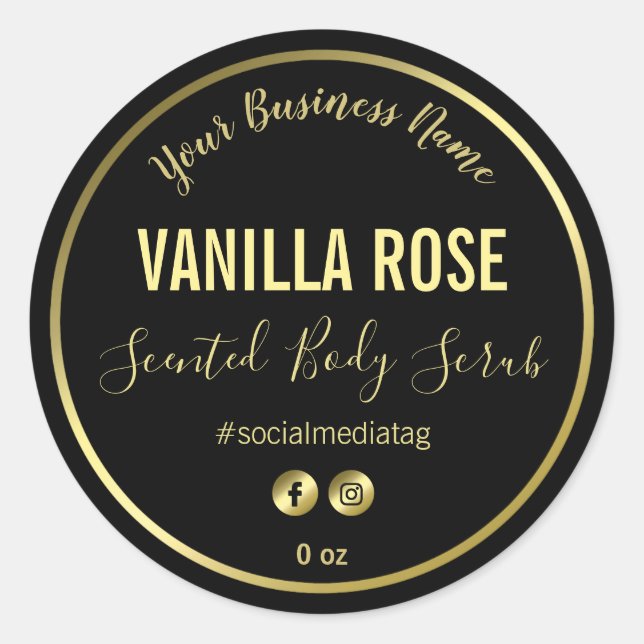 Black With Gold Trim Product Labels (Front)