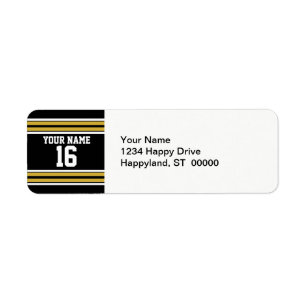 Black with Gold White Stripes Team Jersey Label