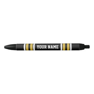 Black with Gold White Stripes Team Jersey Pen