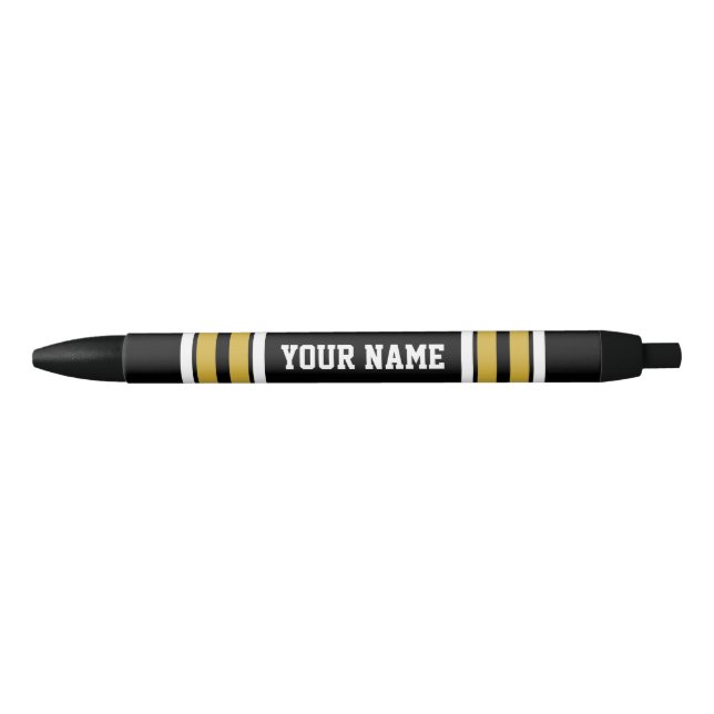 Black with Gold White Stripes Team Jersey Pen (Front)