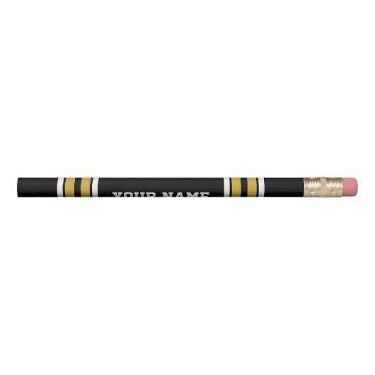 Black with Gold White Stripes Team Jersey Pencil (Rotated 270)