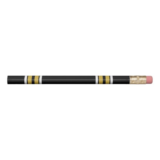 Black with Gold White Stripes Team Jersey Pencil (Back)