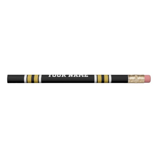 Black with Gold White Stripes Team Jersey Pencil (Rotated 90)