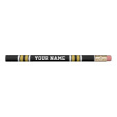 Black with Gold White Stripes Team Jersey Pencil (Front)