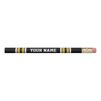 Black with Gold White Stripes Team Jersey Pencil