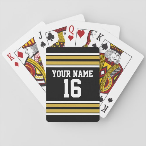 Black with Gold White Stripes Team Jersey Poker Cards