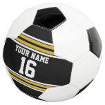 Black With Gold White Stripes Team Jersey Soccer Ball at Zazzle