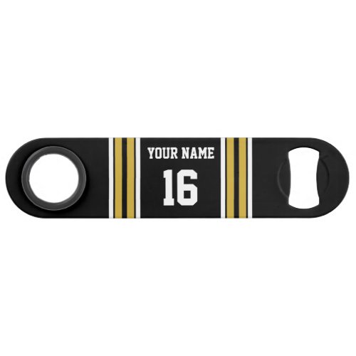 Black with Gold White Stripes Team Jersey Speed Bottle Opener