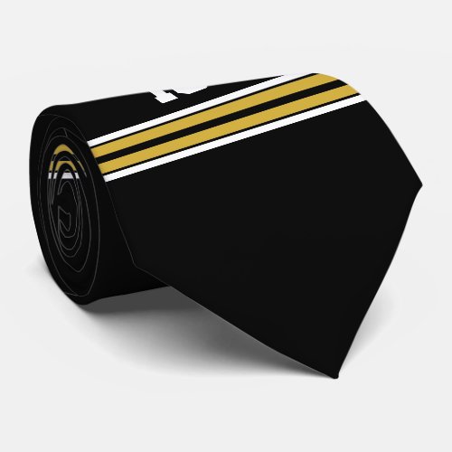 Black with Gold White Stripes Team Jersey Tie