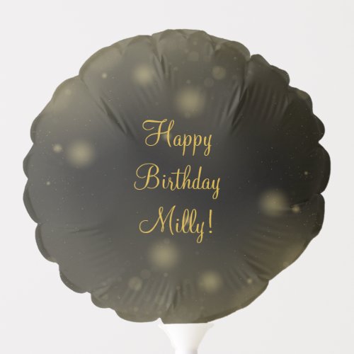 Black with Golden Flares and Text Party  Balloon