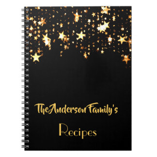 Black with golden star Family recipes notebook
