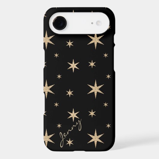 Black with Golden Stars Custom iPhone 4 Case (Back)