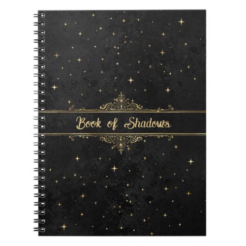Black With Golden Stars Fancy Pagan Book of Shadow