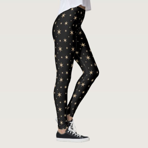 Black with Golden Stars Leggings