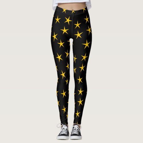 Black with Golden Stars Leggings