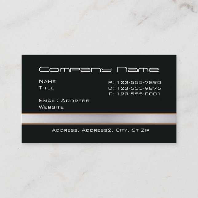 Black with gray band Business Cards (Front)